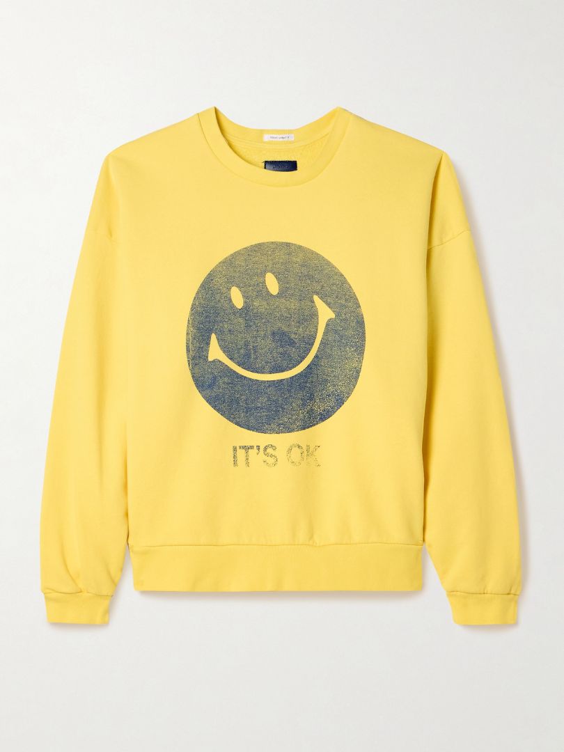 Mother Bright Yellow Smiley Face "It's Ok" Crewneck Sweatshirt