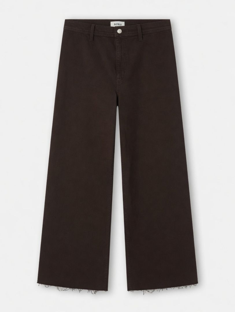 Pistola Brown Wide Leg Pants with Raw Hem
