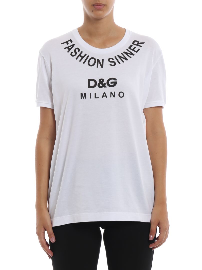 DOLCE & GABBANA FASHION SINNER WHITE T-SHIRT