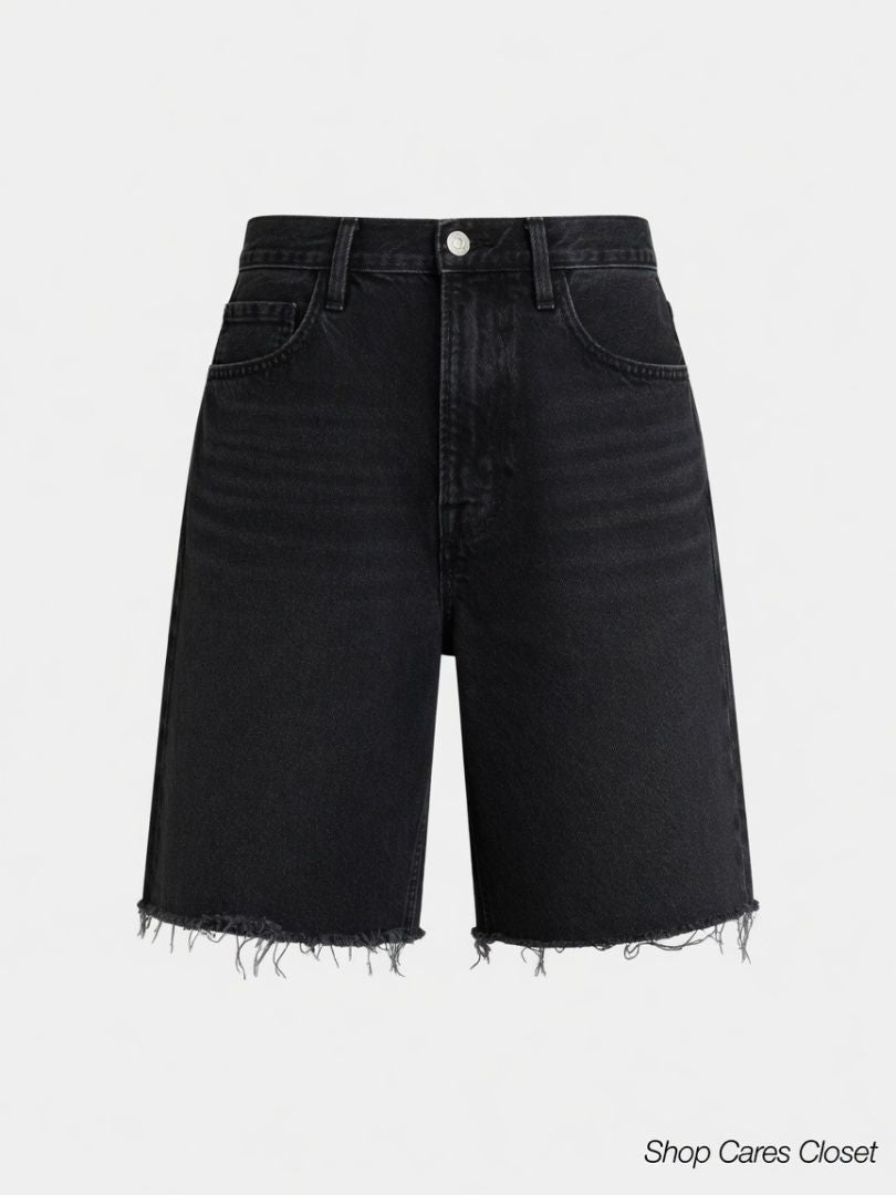FRAME BIODEGRADEABLE DENIM SHORTS IN WASHED BLACK