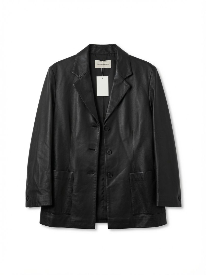 NOTHING WRITTEN lambskin black leather blazer