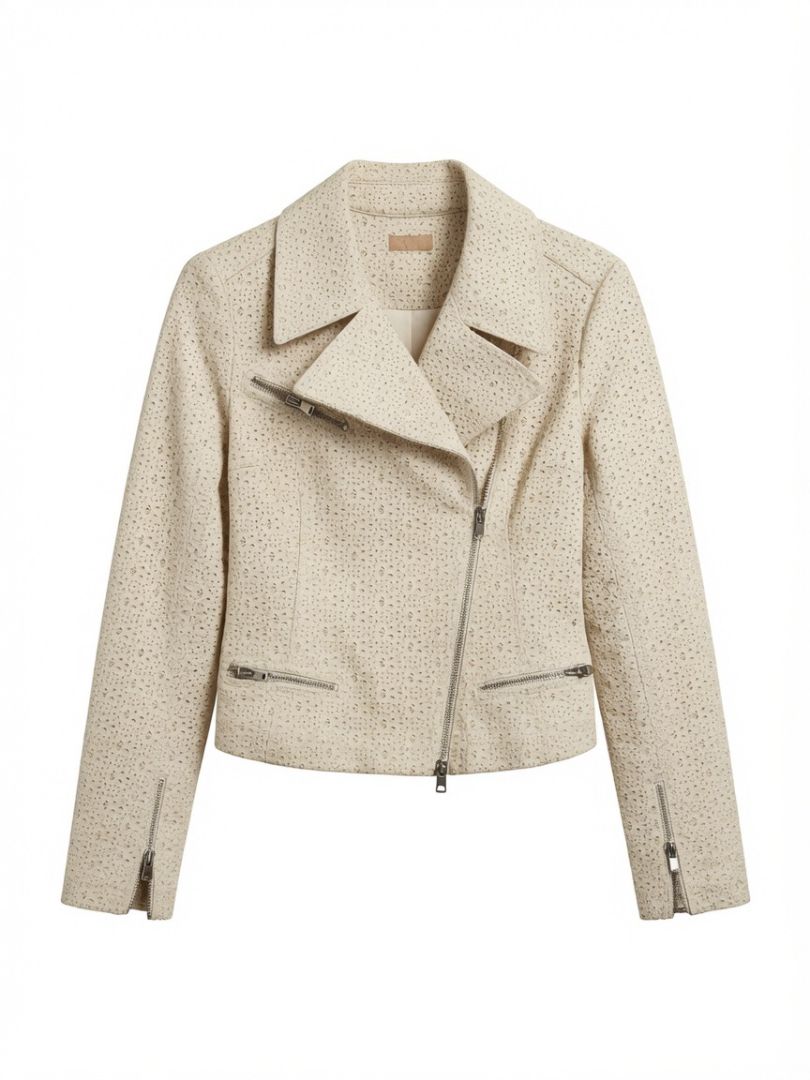 ALAIA cream eyelet jacket (style of a leather jacket)