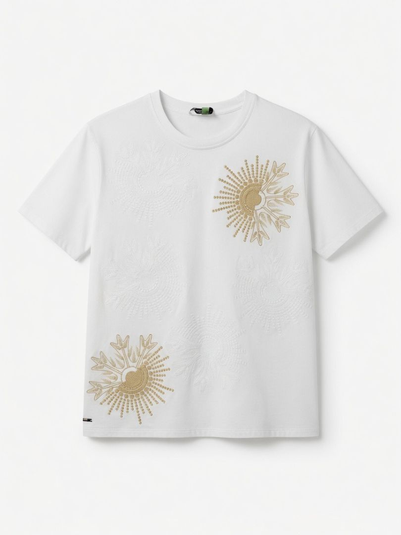 LANVIN WHITE AND GOLD SUNSHINE T-SHIRT
