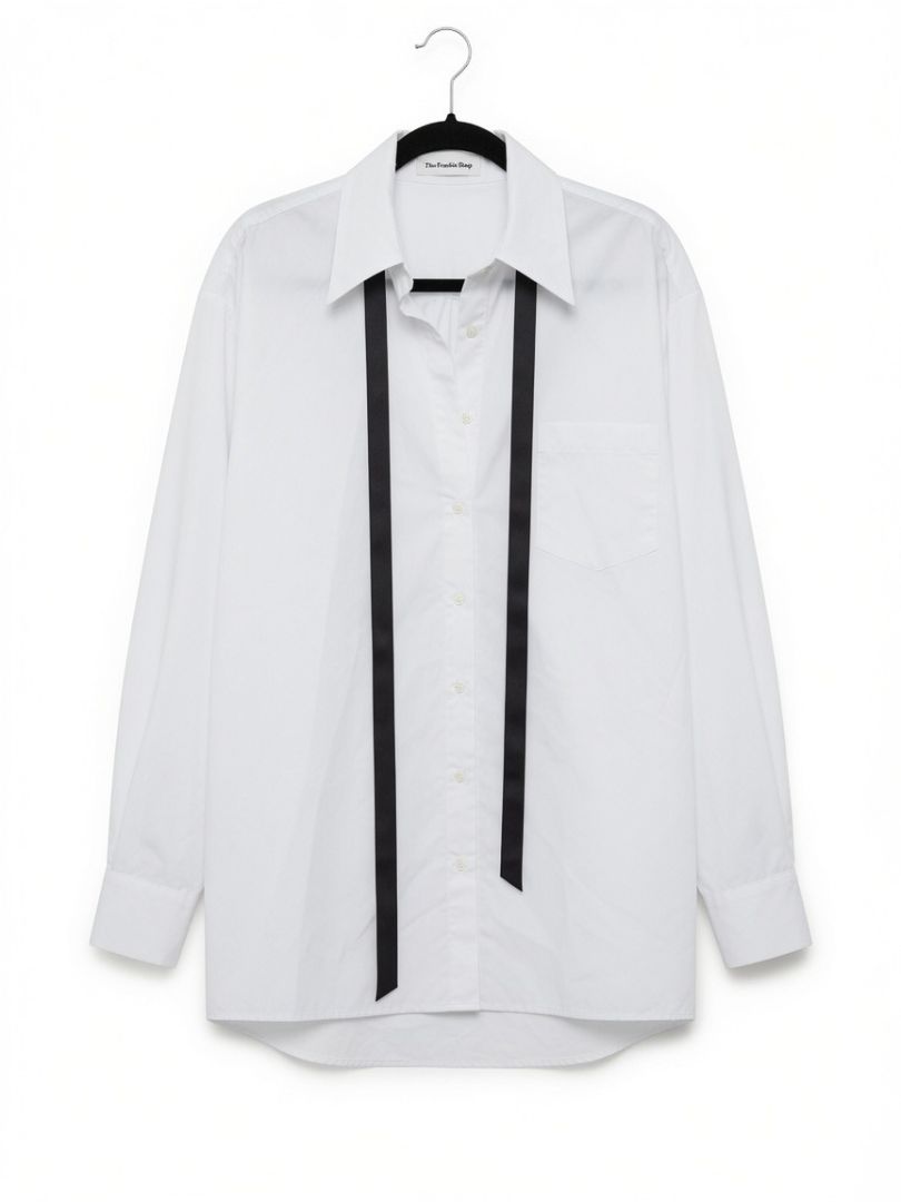 THE FRANKIE SHOP white button up with black tie