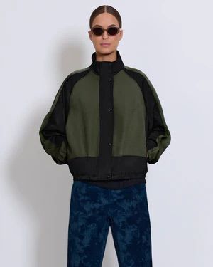 ROUCHA green black zip jacket cropped