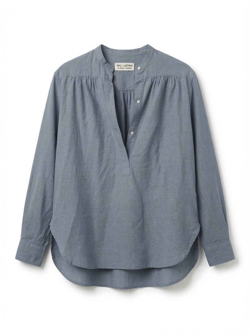 NILI LOTAN light blue v neck blouse