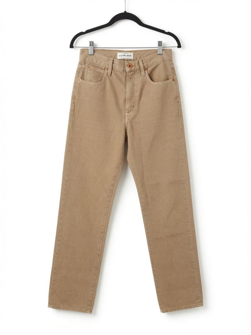 SLVRLAKE Beige High Rise Straight Jeans