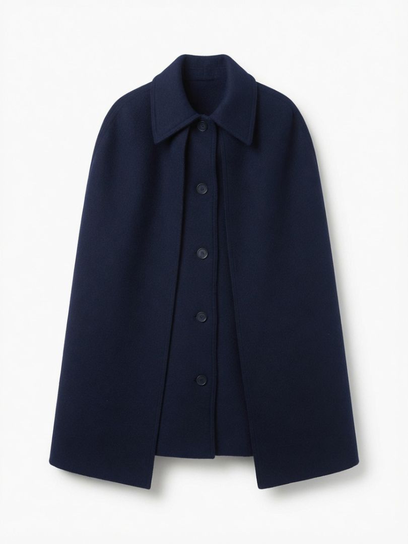 Toteme Navy wool Button Front Cape