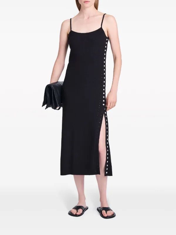 PROENZA SCHOULER white label black sydney boucle midi dress, cream buttons