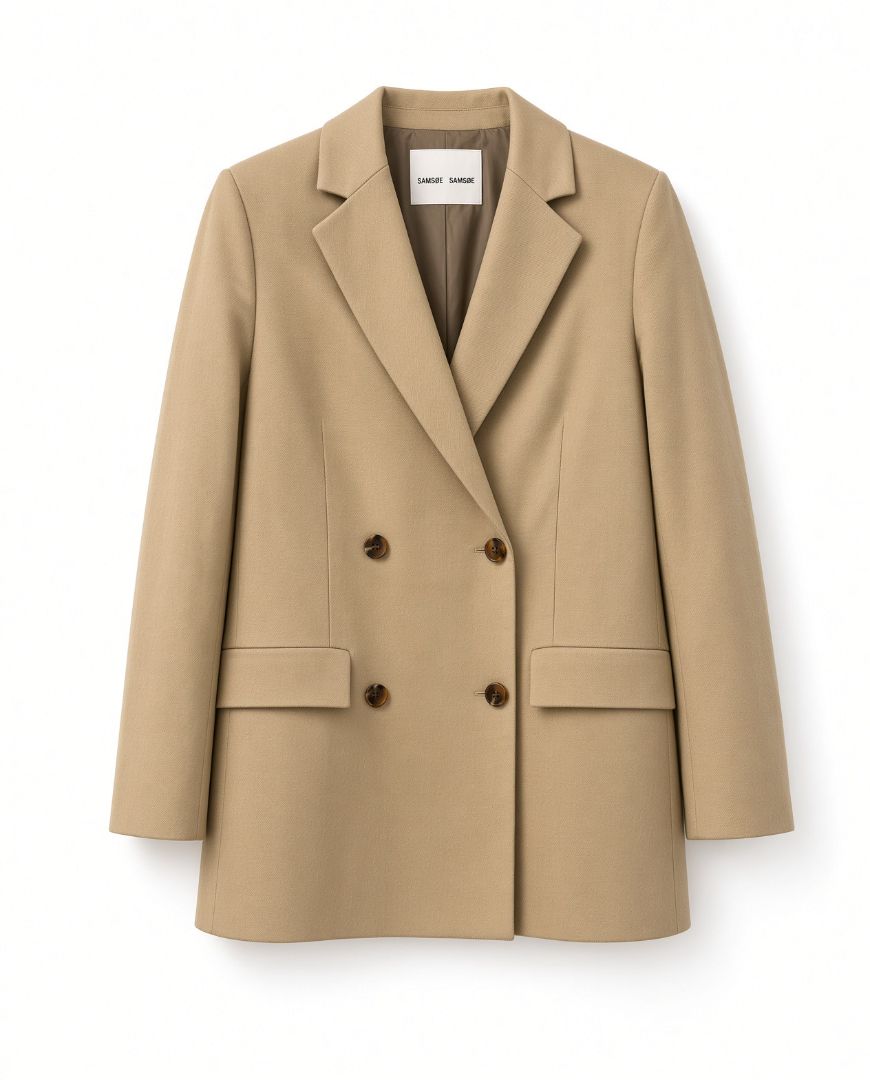 Samsoe Samsoe Beige Double Breasted Blazer