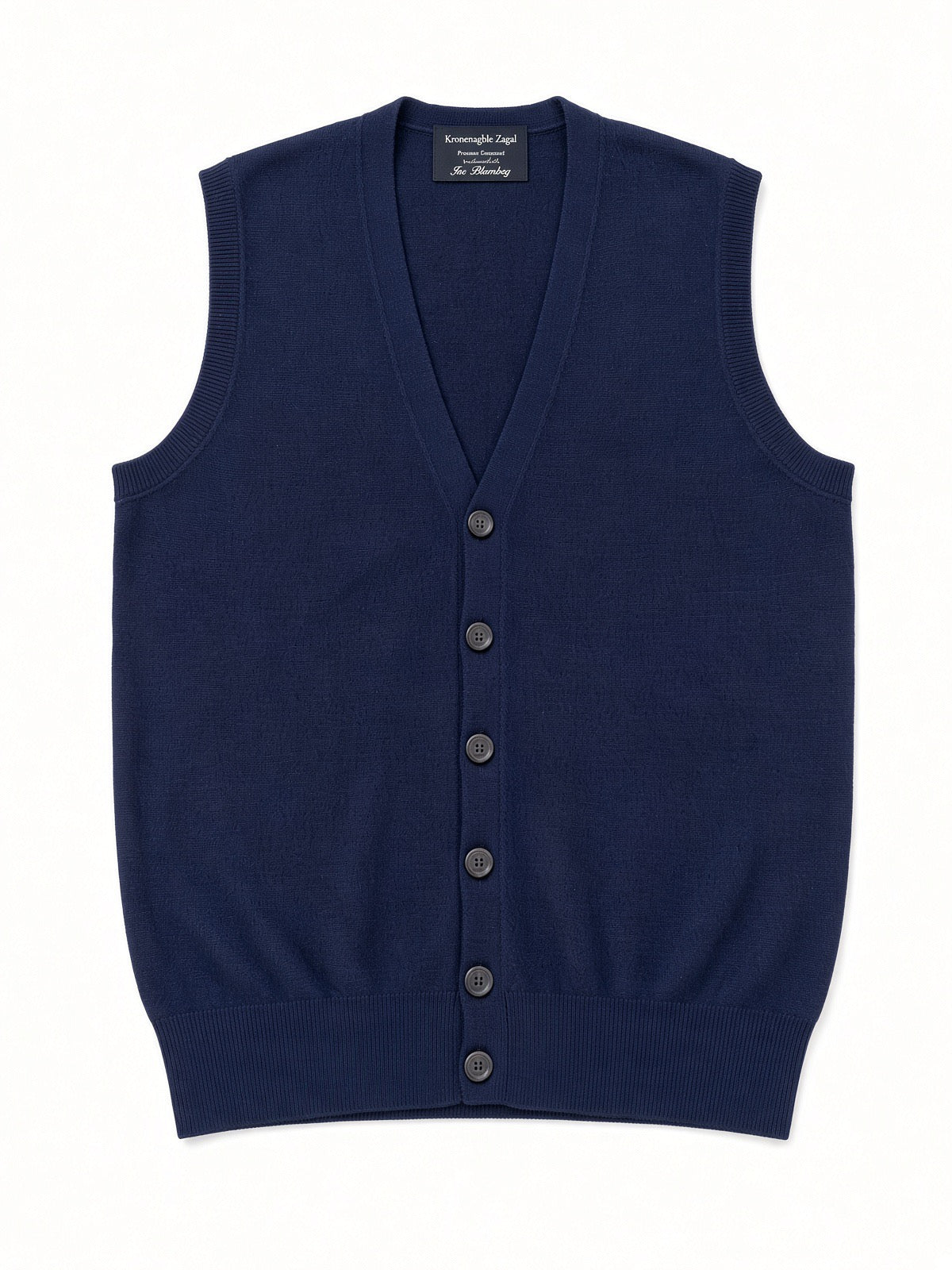 Ermenegildo Zegna Navy V Neck Cashmere Button Front Sweater Vest