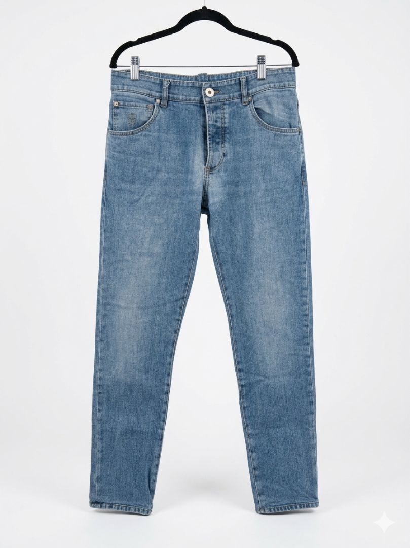 Brunello Cucinelli Skinny Fit Medium Blue Button up Men's Jeans