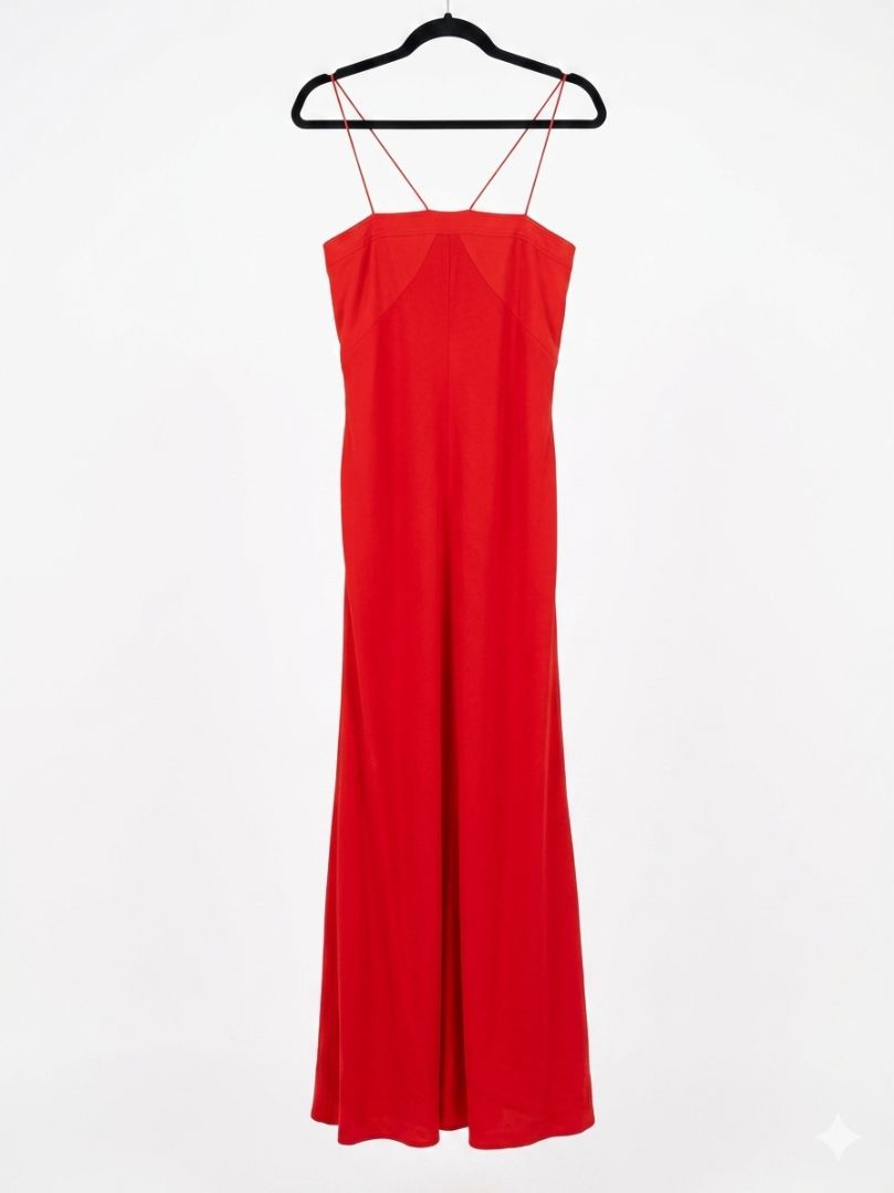 DIANE VON FURSTENBERG bright red maxi dress, spaghetti straps
