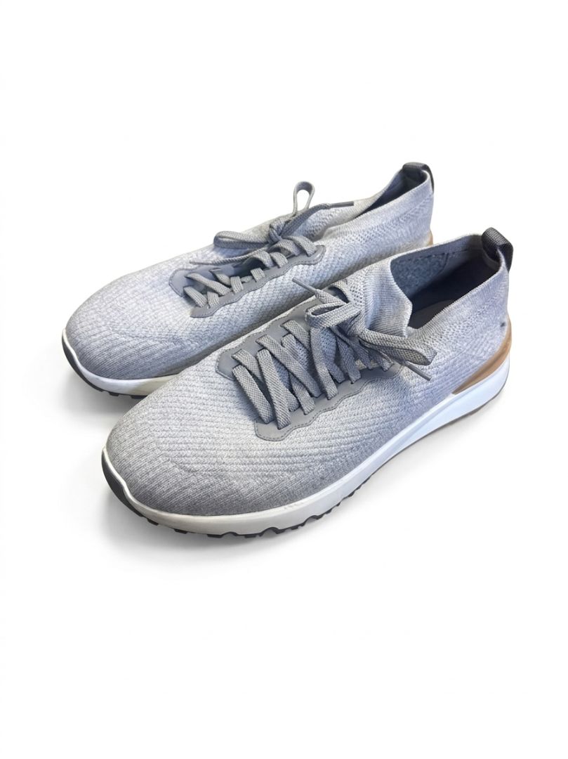 Brunello Cucinelli Grey Ribbed Knit Low Top Sneakers (men's)