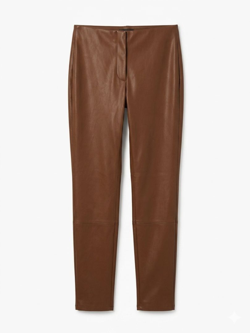THE ROW camel brown leather leggings
