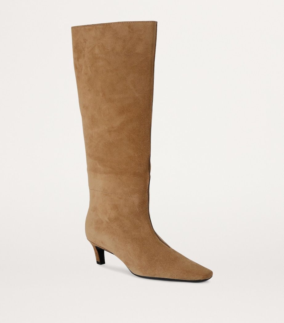 TOTEME wide shaft beige suede knee high boots
