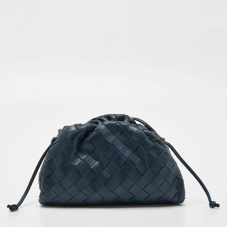 Bottega Veneta Navy Intrecciato Weave Mini Pouch Shoulcer Bag