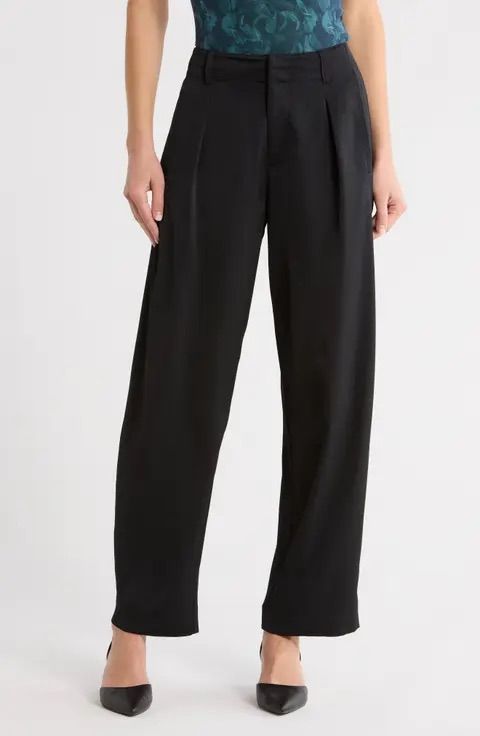 RAG & BONE black extra wide leg pleated dress pants