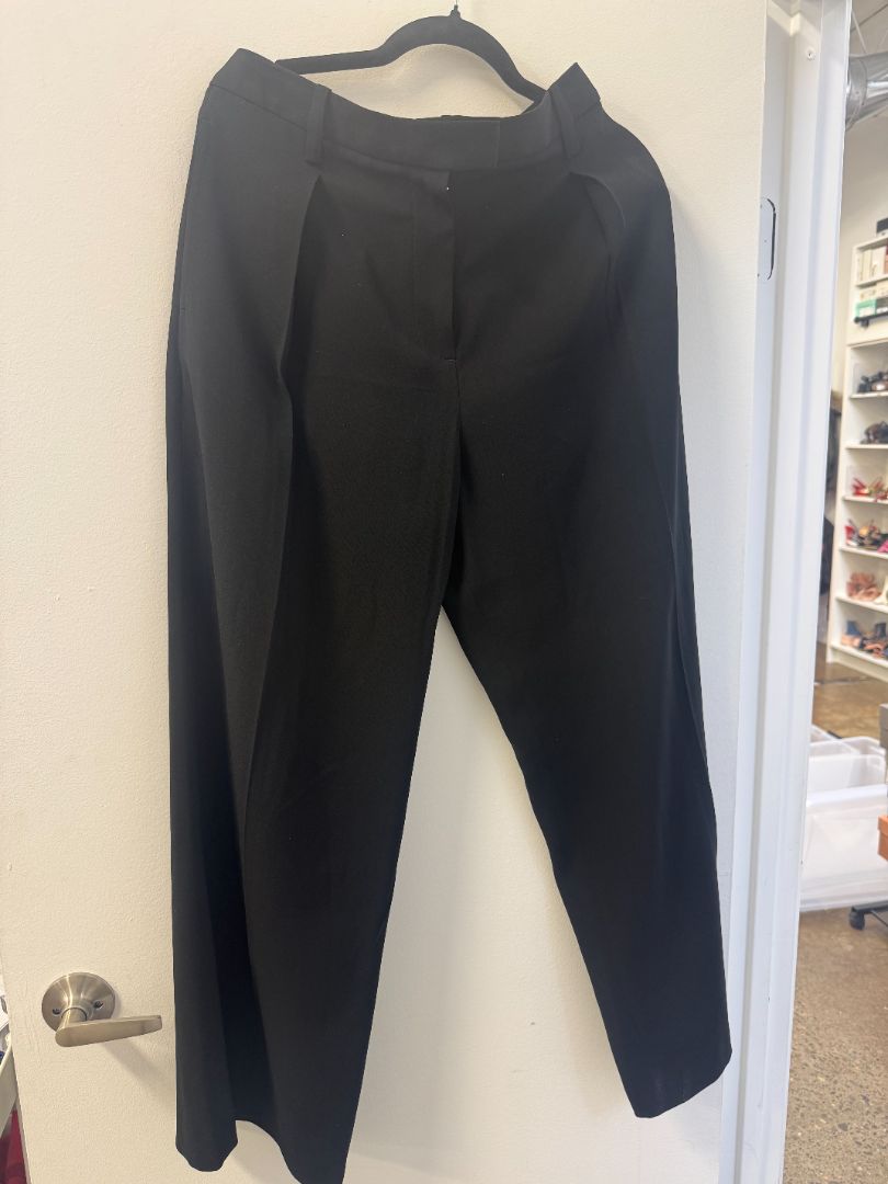 RAG & BONE black extra wide leg pleated dress pants