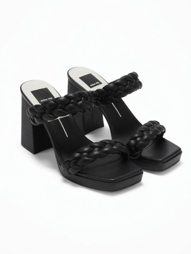 DOLCE VITA black braided strap heeled sandals