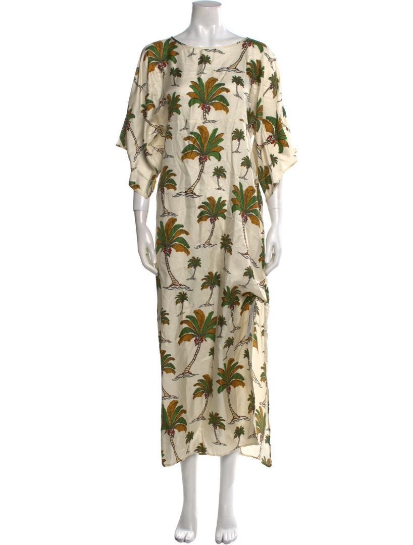 La Prestic Ouiston Palm Tree Print Short Sleeve Maxi Dress