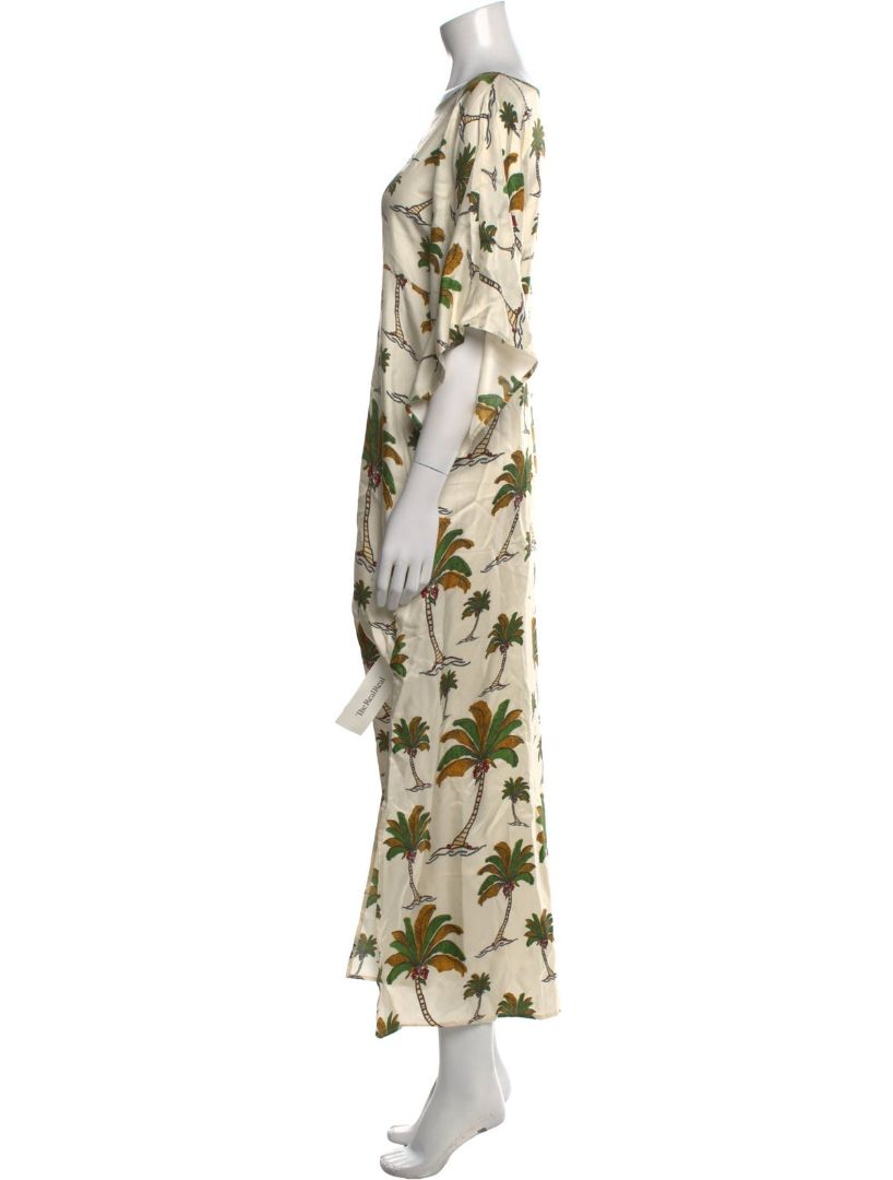 La Prestic Ouiston Palm Tree Print Short Sleeve Maxi Dress