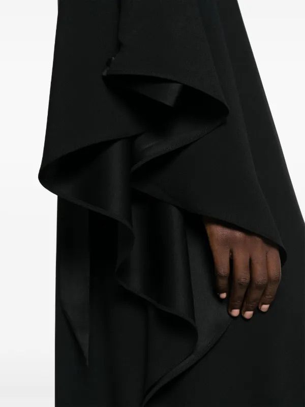 Taller Marmo Black Long Sleeve One Shoulder Maxi Dress