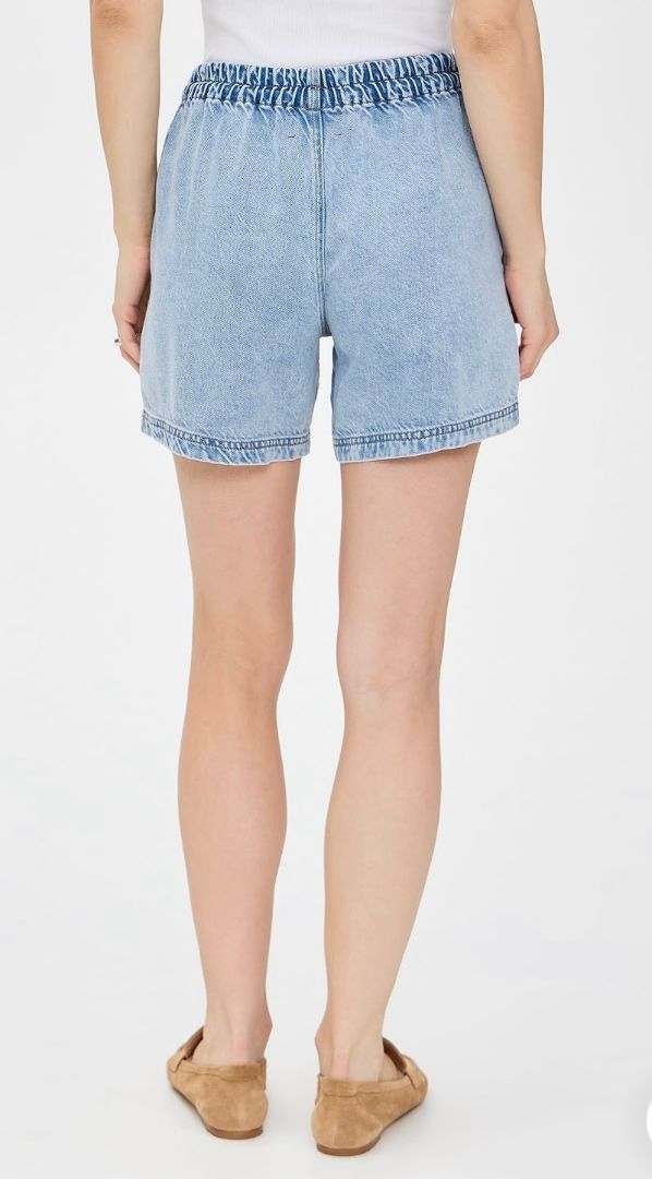 Xirena Light Wash Blue Denim Drawstring Shorts