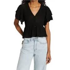 BA&SH black Acacio pointelle cardigan top NWT