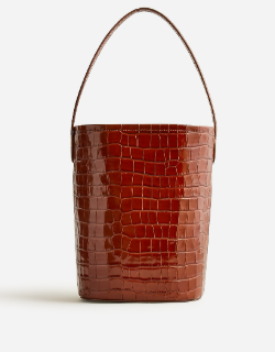 JCREW Berkeley bucket bag in Italian croc-embossed leather, O/S