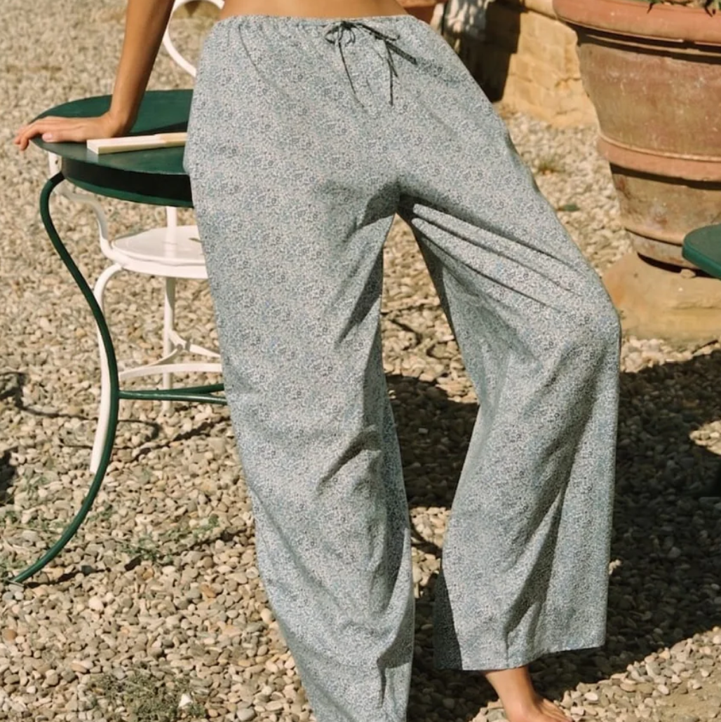 MONTCE blue petite fleur Drawstring Wide-Leg Pant