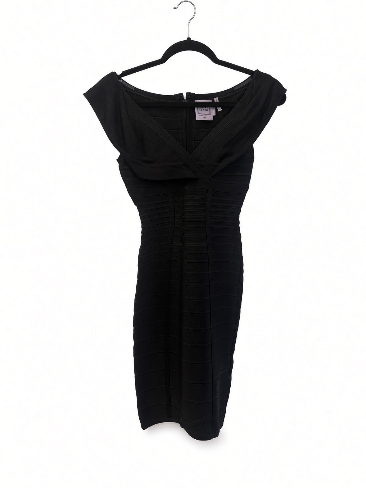 Herve Leger Black Bandage off Shoulder Mini Dress