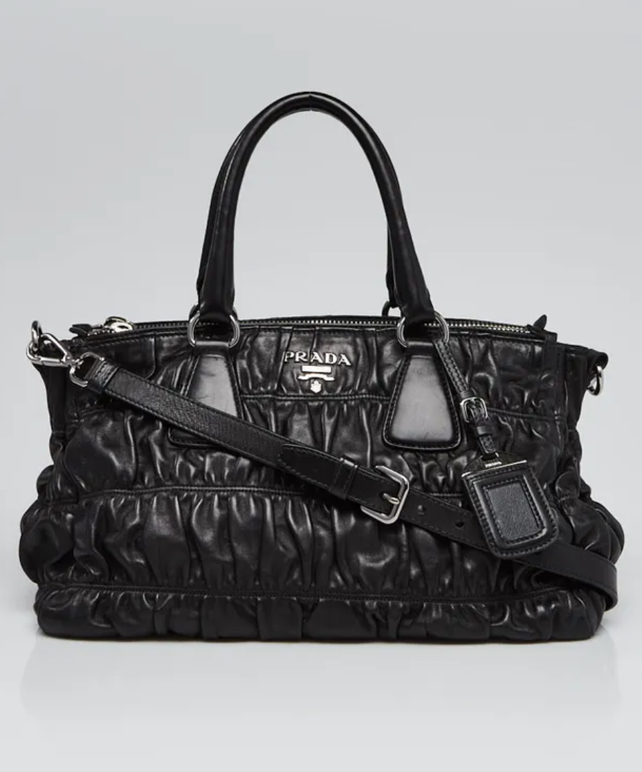 PRADA Black Nappa Gaufre Leathre Satchel Bag