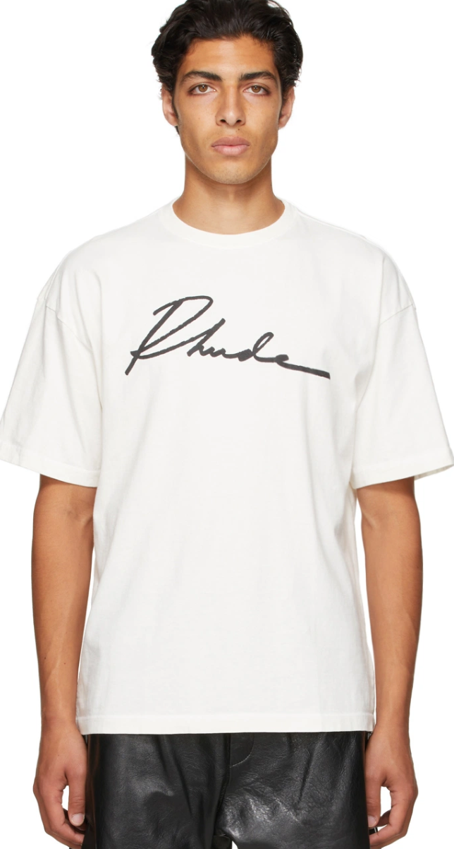Rhude Exclusive Off-White Logo Script T-Shirt