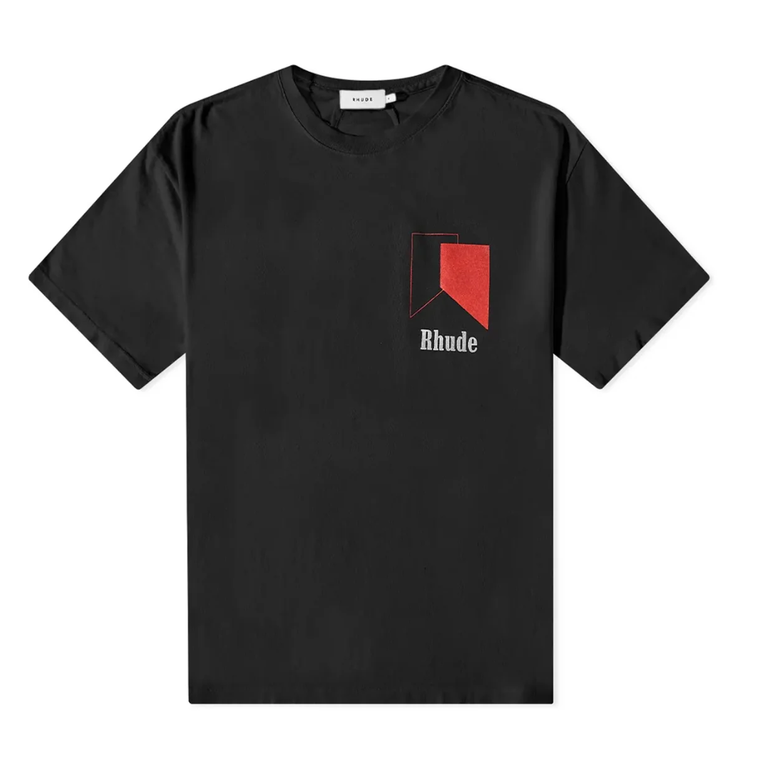 Rhude Mens Track Logo Tee 'Black'