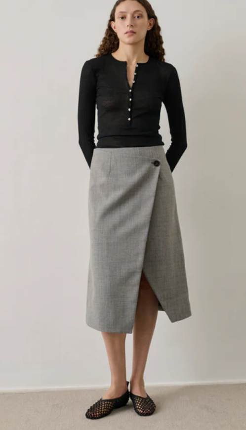 Soeur Idra wrap skirt in marl linen