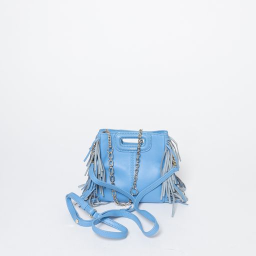 Maje Blue Leather Bag with Fringe