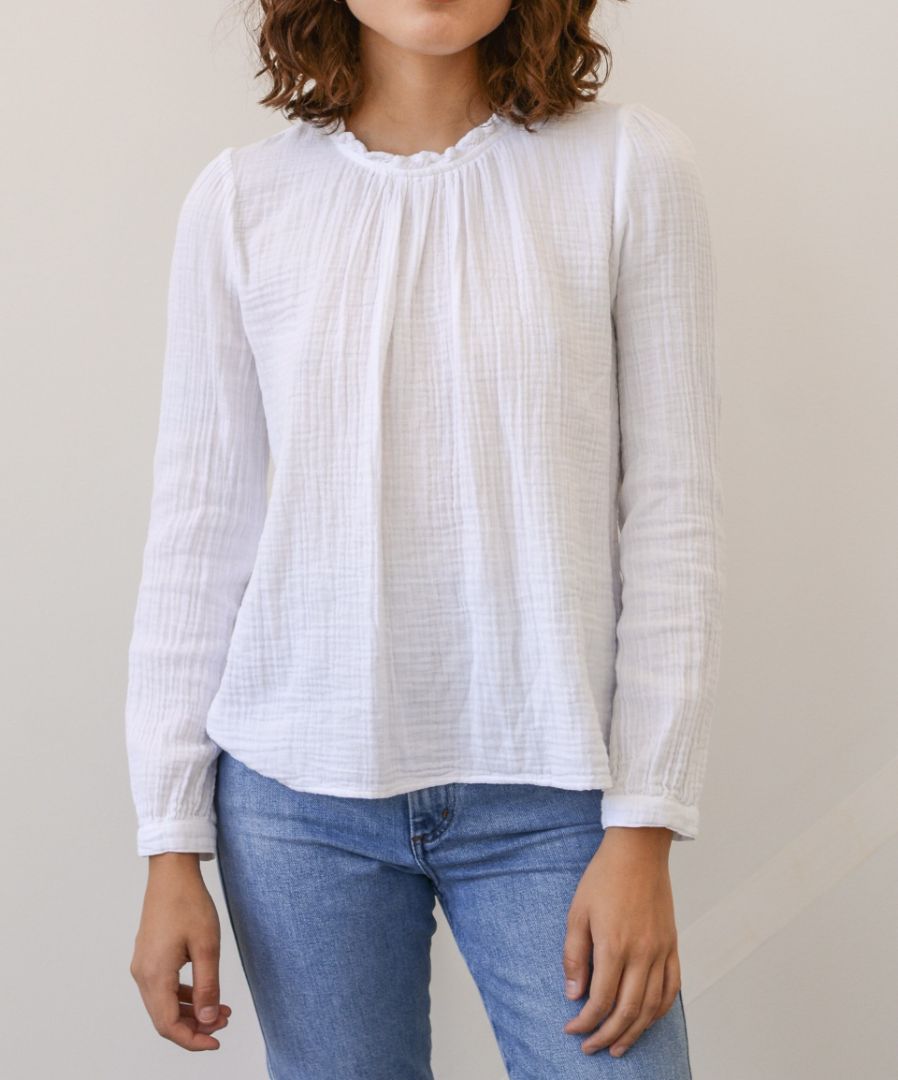 XIRENA white gauze longsleeve blouse