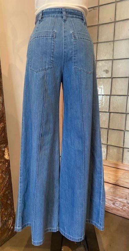 MOUSSY Wide Leg Pleated Jeans