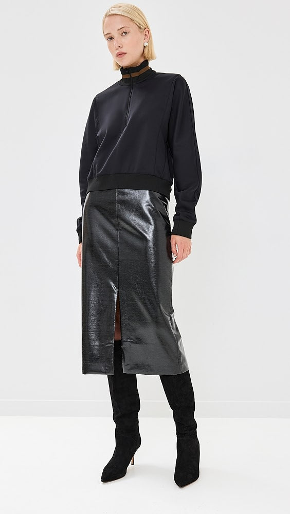 Tibi - Glossed Jersey Pencil Skirt