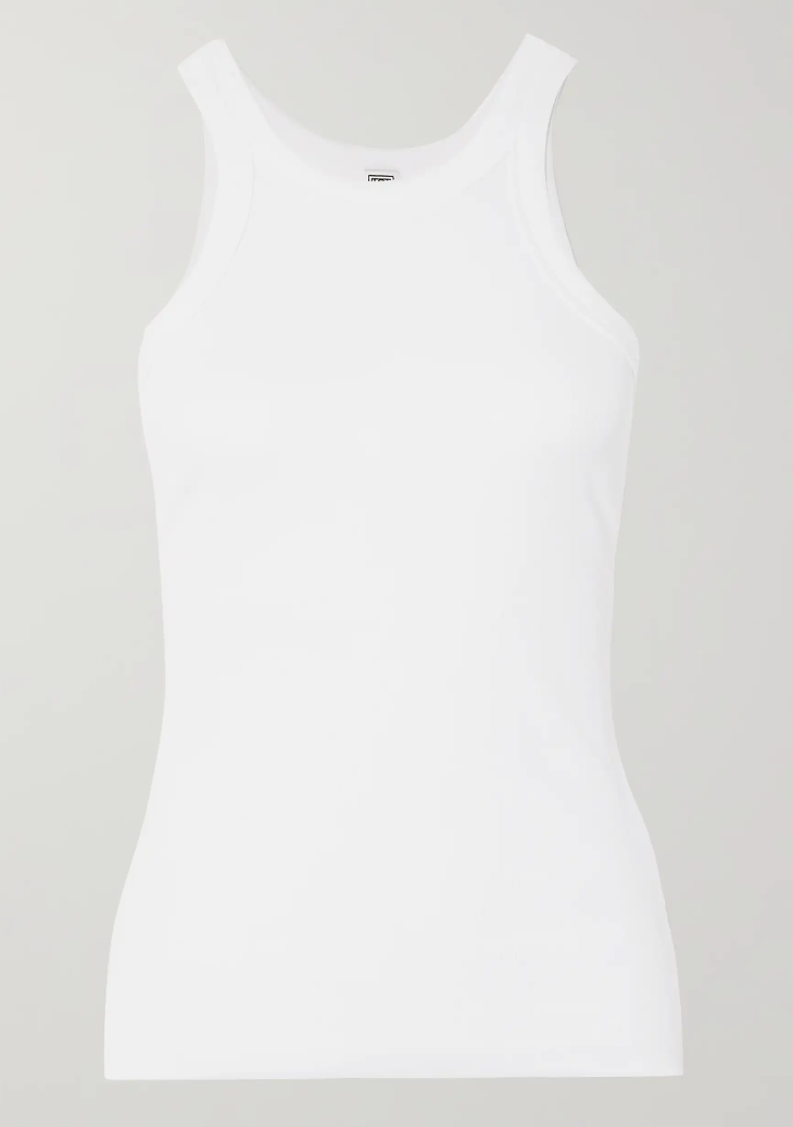 TOTEME Curved ribbed stretch organic cotton-jersey tank, S