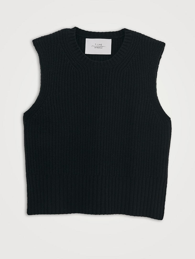 T.LINE BY TROUVAILLE wool cashmere blend black knit vest