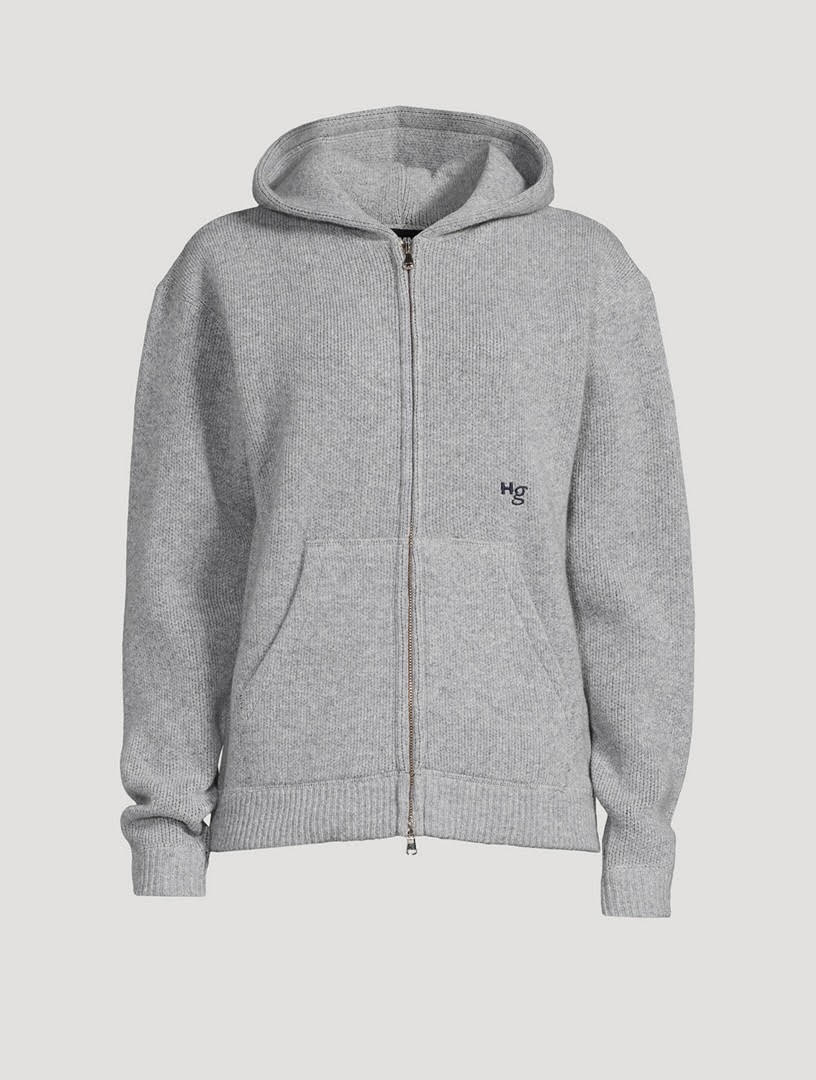 Homme Girls Grey knit Zip Up Hoodie