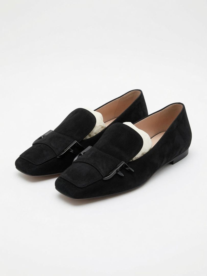 FENDI black suede loafers with F enamel detail, with box "mocassino nabuk f laccata"