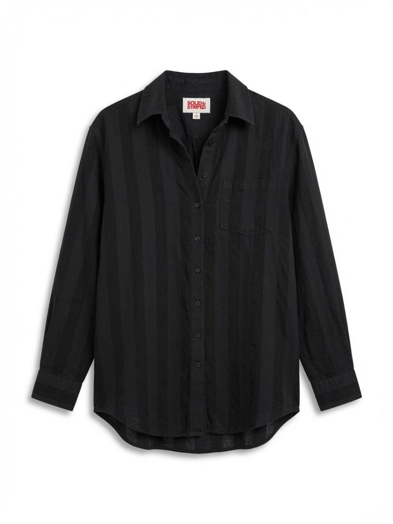 Solid & Striped Black Linen Set