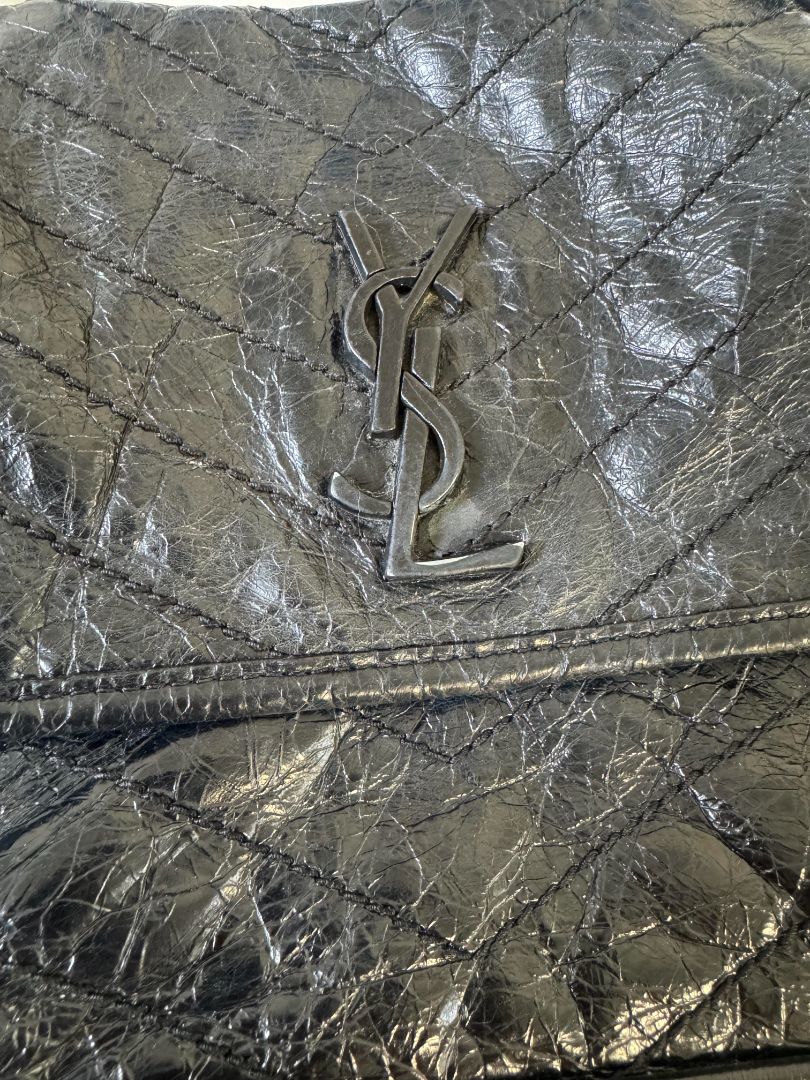 Saint Laurent Black Quilted Leather Shoulder Bag with Chain Strap