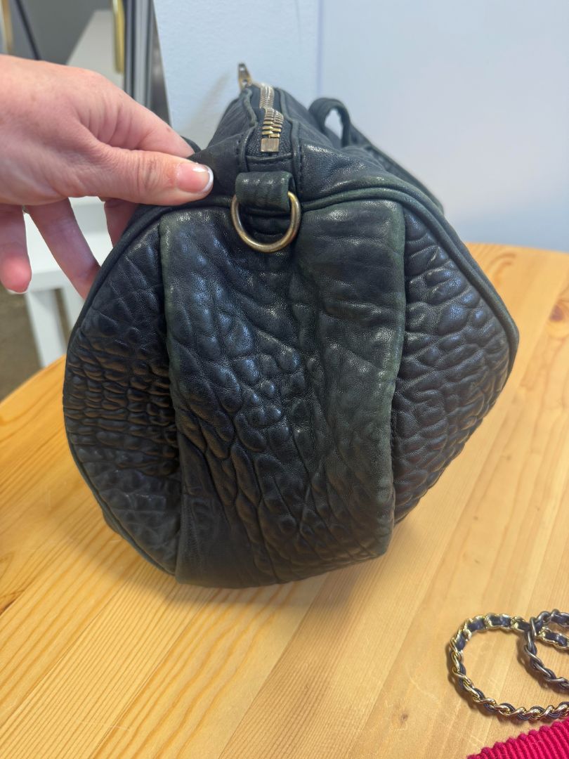 Alexander Wang black pebbled leather duffle bag