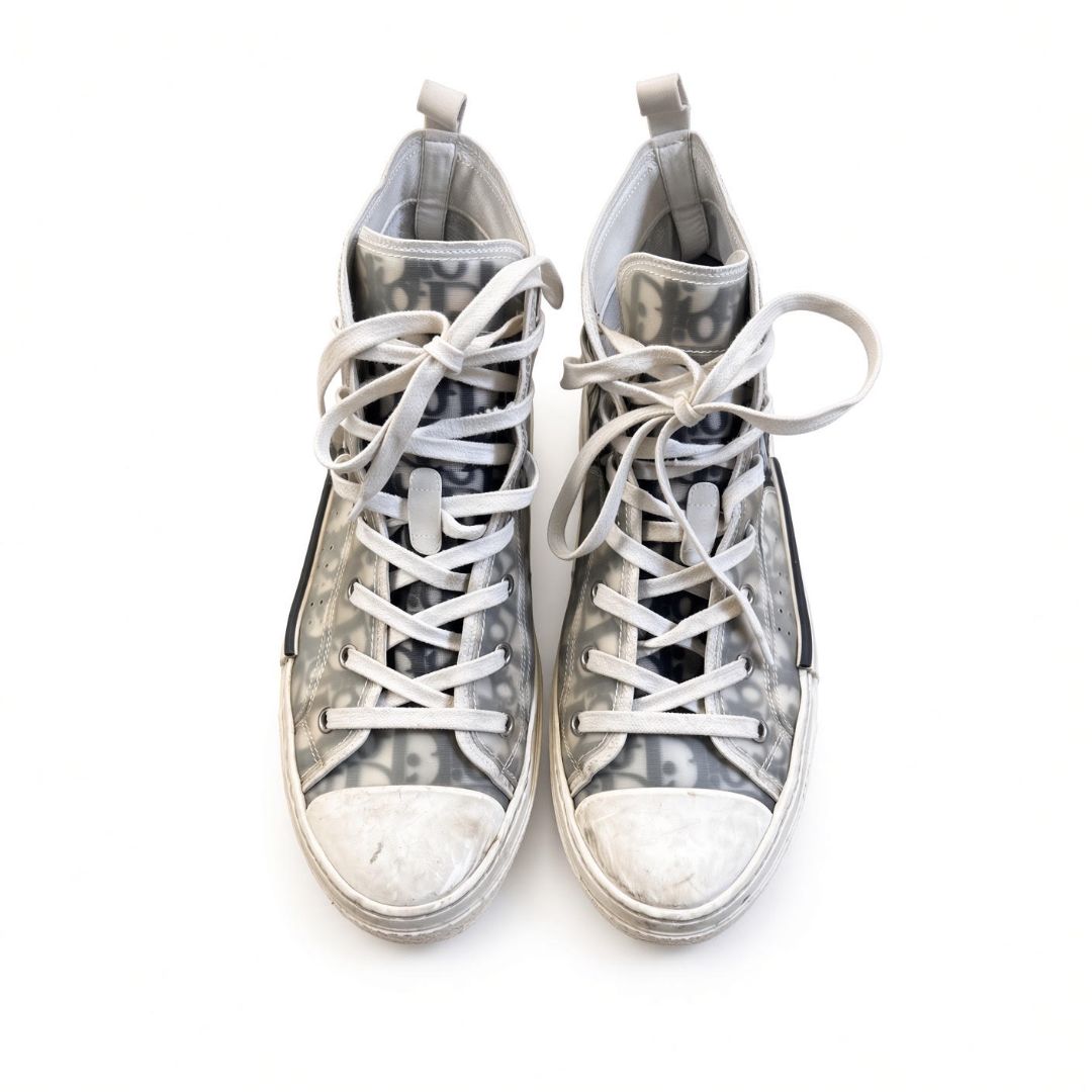 Dior Grey Walk n Dior Signature High Top Sneakers,