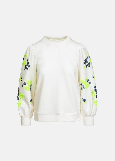 Essential Antwerp White Sequin Sleeve Sweatshirt