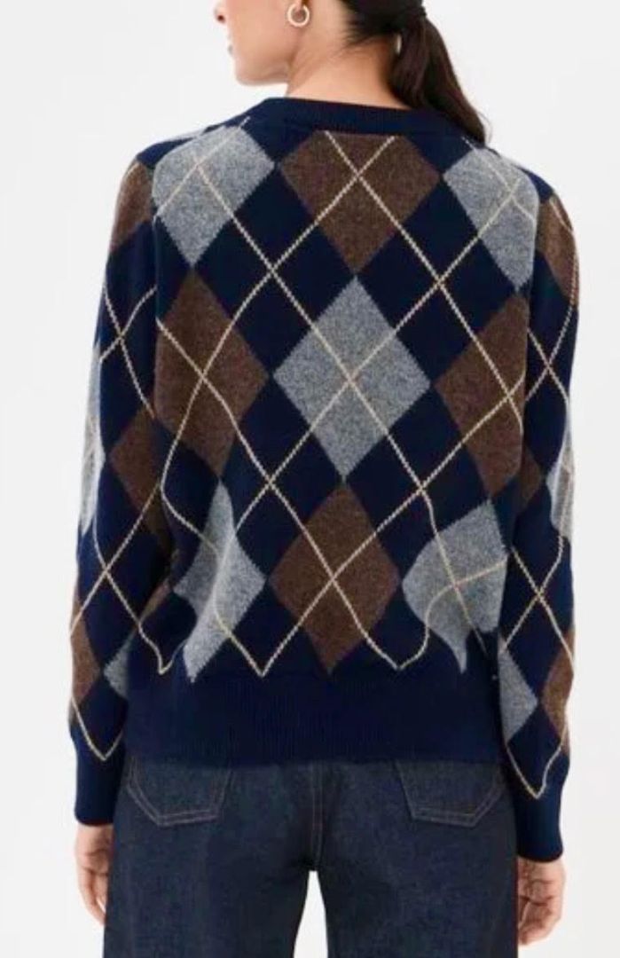 & Daughter Navy Argyle Wool Sweater